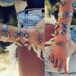 Bengal Boho Gypsy Cuff Bracelet Turquoise Silver 4